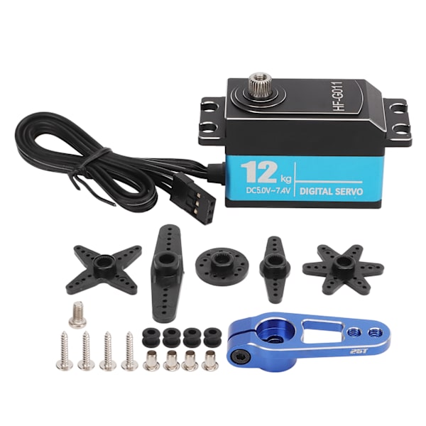 HOBBYFANS 12kg RC Metal Gear Digital Servo med 25T Aluminium Servoarm til 1/10 Fjernstyret Bil