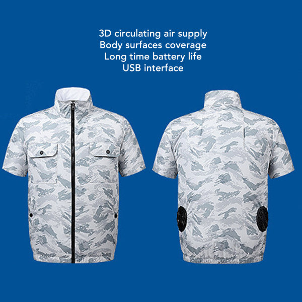 Luftkondisjonerte klær med 2 vifte Mikroporøs pustende 3 nivåer Justerbar sirkulasjonskjølevest for varmt værarbeid XL