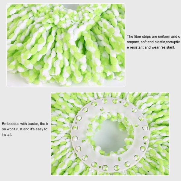 2-pakke universelle erstatningsrunde mopphoder i mikrofiber for 360 rotasjonsmopper - Superabsorberende for renseri tregulv