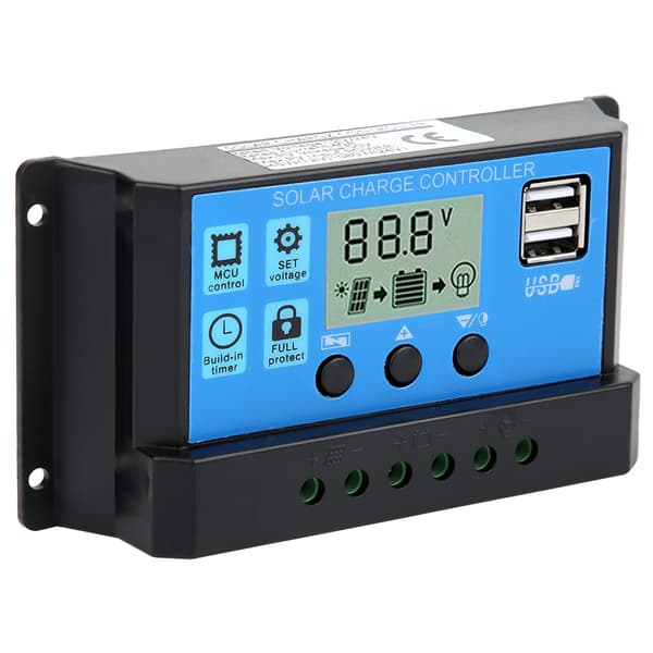 40A Blå Regulator Automatisk PWM LCD Laddningskontroll PV-systemanslutning med dubbel USB-utgång