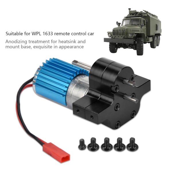 Nopeudenvaihdelaatikko Metallivaihteisto 370 Harjamoottorilla WPL 1633 RC-autoon (Musta)