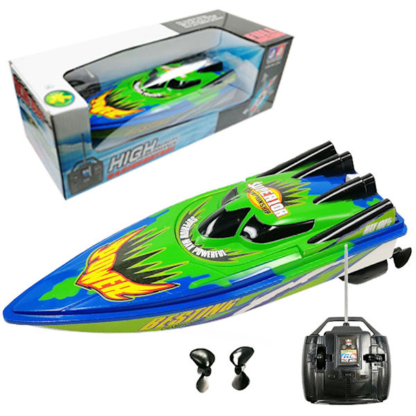 RC-båt - Fjernstyrt racerbåt for bassenger og innsjøer - Mini Speed Boat-leker - Utendørs eventyr - Elektrisk båtleker for barn