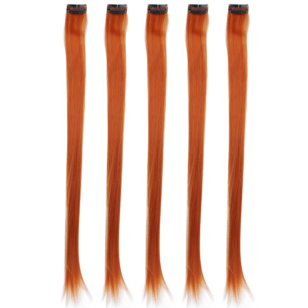 5 stk klips i hårpynt farget rett hårforlengelse klips hårstykke klips for fest CosplayOrange