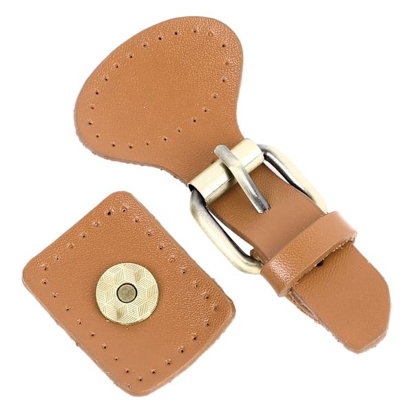 10 set lädersy på växlingsförslutningar Läder Snap Toggle söm på spänne för kappa Jacka DIY Läder Craft Tan