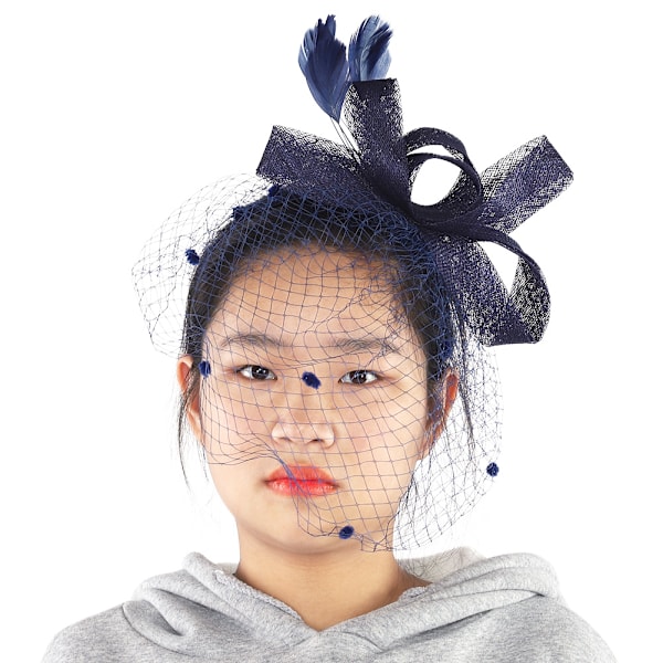Bryllup Kvinner Nett Mesh Brud Slør Hatter Brud Fascinator Hodeplagg Hår Tilbehør(Marineblå)