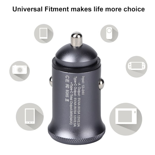 Bærbar dobbelt USB-port hurtig biloplader understøtter QC3.0