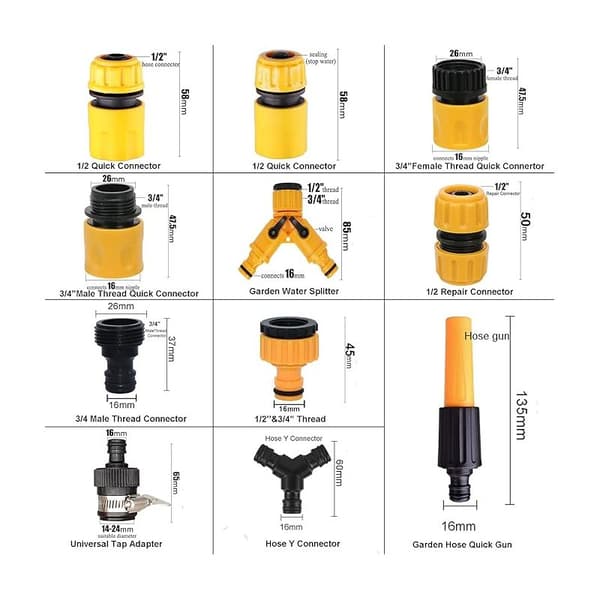 Sæt med 20 lynkoblinger til haveslanger – 3/4\" hanadaptere – ABS-plastfittings – DN15-kompatibel