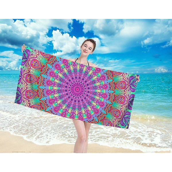 Mikrofiber Sandfrit Strandhåndklæde Tæppe - Hurtigtørrende Super Absorberende Letvægts Tyndt Håndklæde (Mørk)