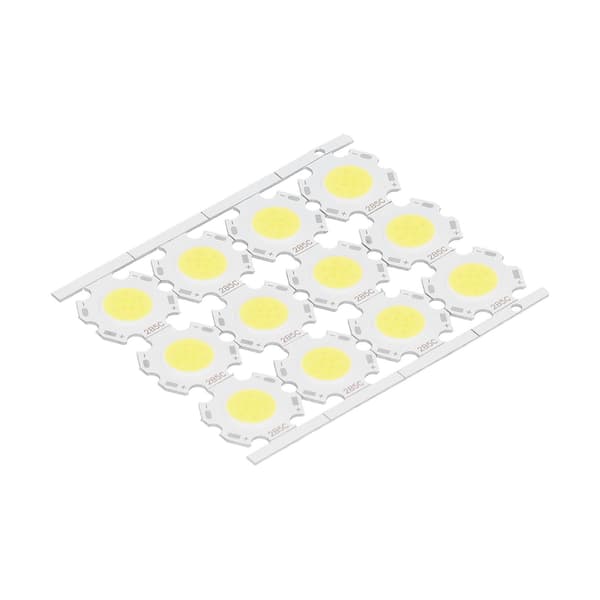 12 stk. LED-brikker COB Lysemitterkomponent 5W 15‑17V for DIY Spotlights Downlight Taklampe Hvitt Lys
