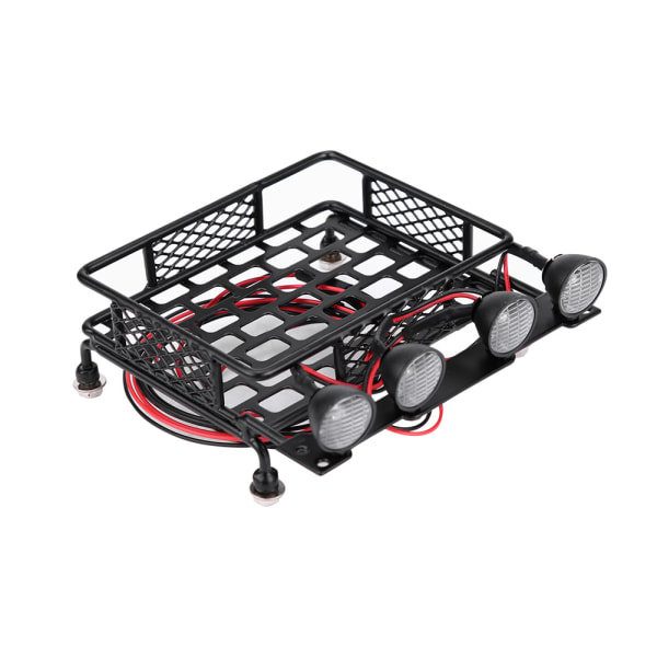 Pienikokoinen kattoteline -matkatavarateline LED-valolla pyöreälle SCX10 1/10 RC -autolle (4 valkoista)