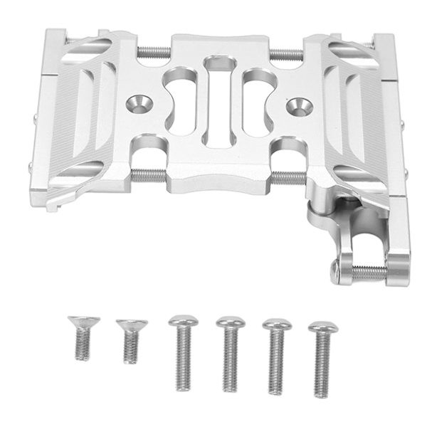 RC-bilens sentergirboks-plate i aluminiumlegering, slitesterk, høy styrke, lett girkassemonteringsbase for Axial 1/10 bil, sølv