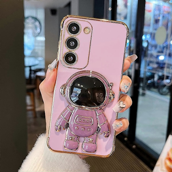 Kompatibel med Samsung Galaxy S23 Plus Cover med Sødt Astronaut Støttefod Design Stødsikkert Belægnings Telefon Cover til Galaxy S23 Plus - Lilla