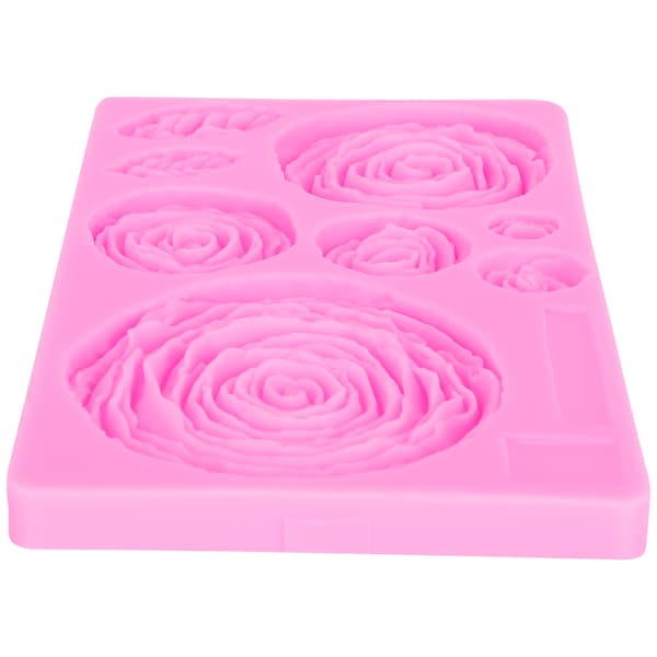 Blomstermønster Kakeformer DIY Silikonform for Sjokolade Såpe Harpiksdekorasjon (Rosa)