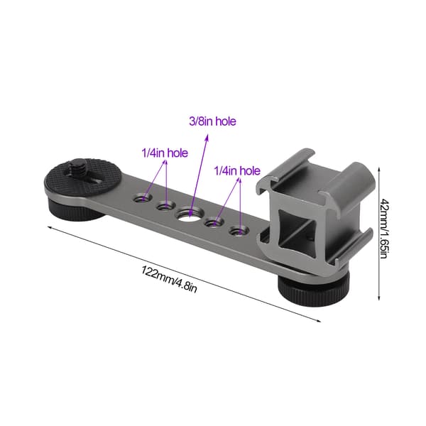 Trippel Cold Shoe Förlängningsfäste Aluminiumlegering Mikrofonstativ Fäste Adapter för Stativ Monopod Stabilisator Mörkgrå