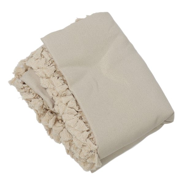 Rektangulär bordsduk i polyesterfiber, dekorativ bordsduk med tofsspets för hem, restaurang, hotell, beige 140x180cm/55.1x70.9in
