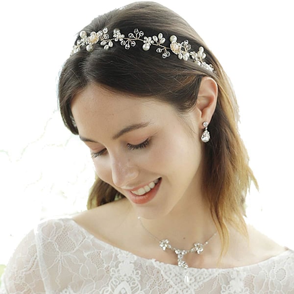 Brudehårranker Krystallperler Blomst Bryllup Hårtilbehør Kveldsfest Tiara Hodeplagg For Brudepiker og Blomsterjenter