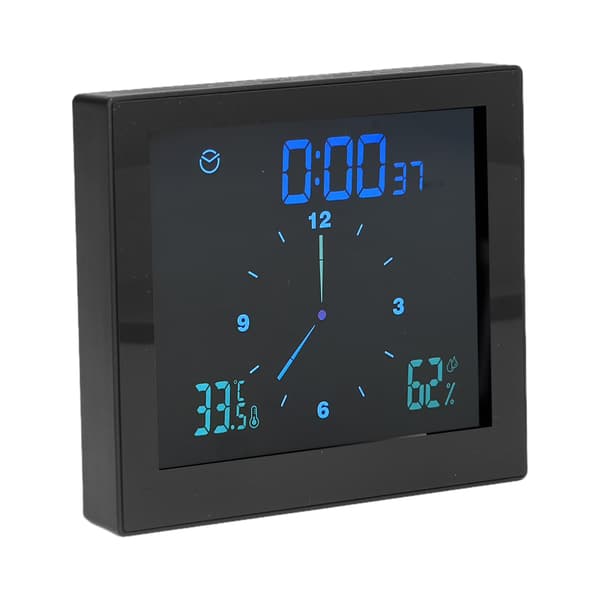 5 tommer vægbruserur digital timer alarm temperatur fugtighed display vandtæt til hjemmebadeværelse sort