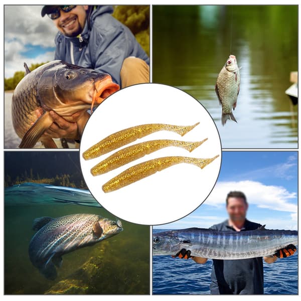 AR36 3 stk. T-hale bløde orm kunstige agn 140mm 17g Lokker Fiskegrej Tilbehør Guld