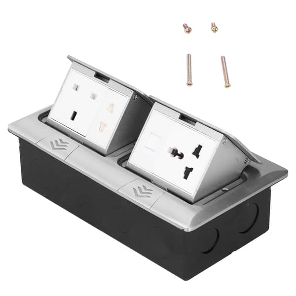 Gulv Pop Up Stikkontakt Skjult Multifunksjon Sølv Aluminiumlegering Britisk Standard