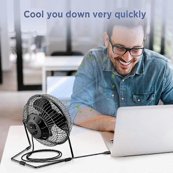 Usb Bordventilator 6 Tommer Skrivebords Lydløs Ventilator Luftcirkulator 2 Hastigheder 360 Rotation