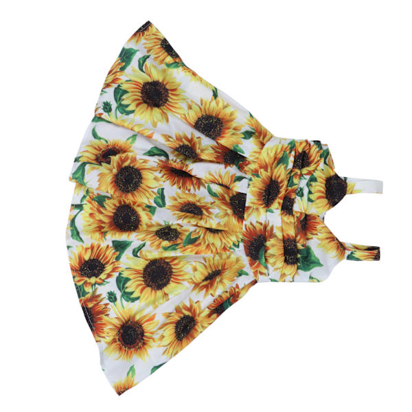 Solrosmönstrad sommarklänning för flickor, ärmlös, för småbarn, gul, 90 cm / 35,4 tum