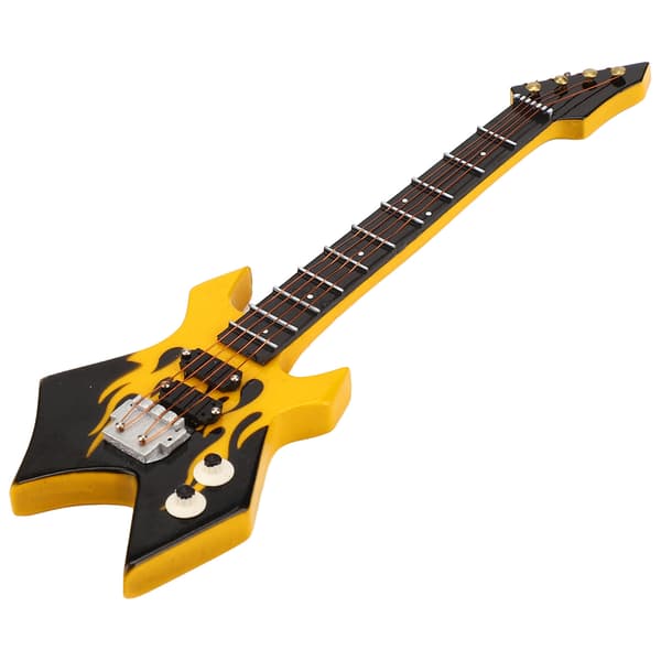 Mini Bass Simulation Klassisk Dekorativt Instrument Samling Miniature Guitar Model til Studie Soveværelse Gul