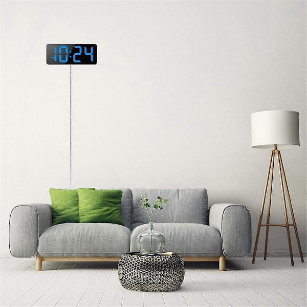 LED Digital Väggklocka med Stora Siffror, Automatisk Dimning