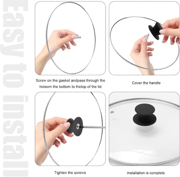Pack Pot Lid Handles - Replacement Knobs - Silicone Lid for Glass Lids with Holes