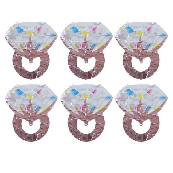 6 stk diamantringballon aluminiumsfolie sfæriske diamantringballoner Brudebad Bryllupsforlovelse Dekorative balloner rosa guld