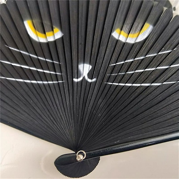 Svart Katt Folding Fan - Perfekt for Bryllup, Fester og Veggdekor!