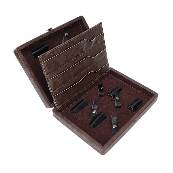 PU Læder Salon Saks Opbevarings Etui Hårklippesaks Organizer Box Brun Hår Styling Værktøjstaske til Barber Tilbehør