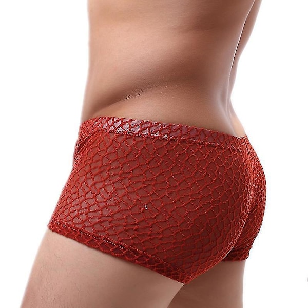 Sexiga spetsboxershorts för män - Andningsbar underkläder för män XL Orange
