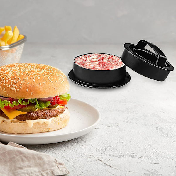 Profesjonell 3-i-1 hamburgerpresse + 100 non-stick papirark, brukervennlig burgermaskin