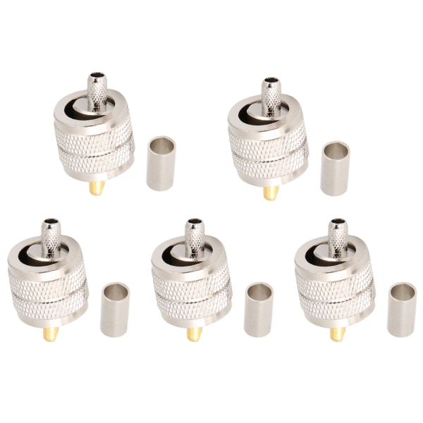 5 Styck UHF PL259 Hane Plug Crimp Coax Connector Adapter RF Connector