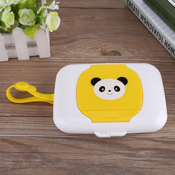 Baby Spædbarn Udendørs Rejse Klapvogn Vådservietter Boks Tissue Etui Dispenser Hvid&Gul