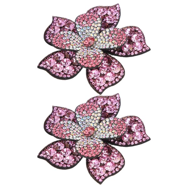 2 stk krystall diamant lapper applikasjoner klistremerker blomst klær sko dekorasjon DIY tilbehør rosa