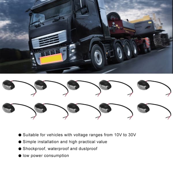 10 stk LED-lampeindikatorer Sidelys Energisparing Tilhenger Lastebil