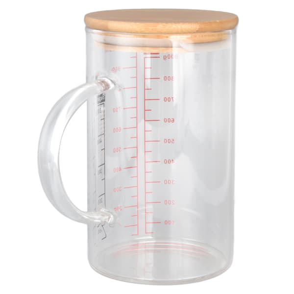 Mätkopp i glas V-format munstycke Tydlig skala Bekvämt grepp Borosilikatglas Kaffekoppar 1000ml