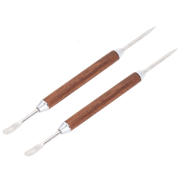 2 stk kaffekunstpenn i trehåndtak rustfritt stål kaffefantasinål for DIY-dekorering