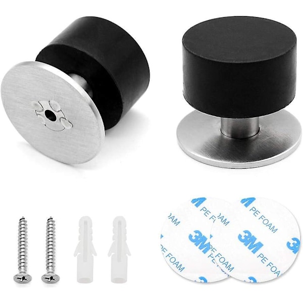 2 Stykker Gulv Dørstopper Solid & Praktisk Dørstopp Beskyttelse for Dører og Vegger, med Skruer, Lim