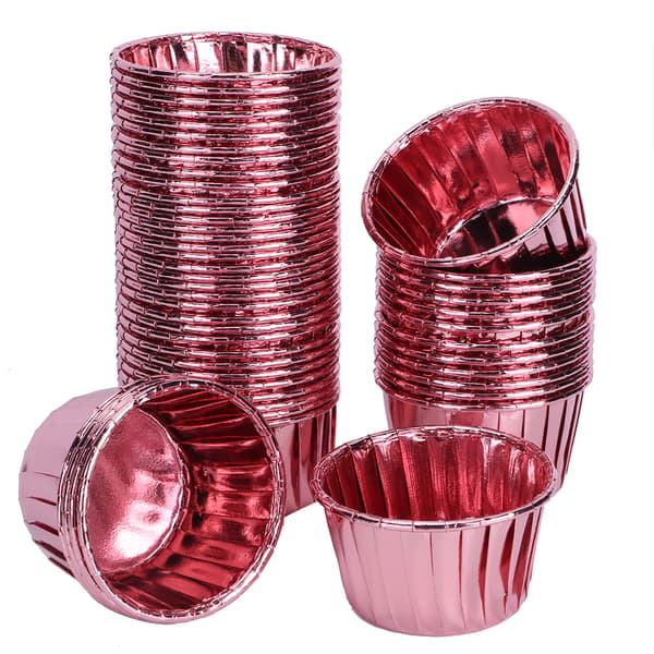 50 stk. dobbeltsidede krøllede papirkopper, varmebestandige bageforme til muffins (rosaguld)