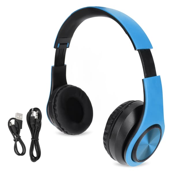 Trådlöst headset Stereo Brusreducerande Vikbara Bluetooth-hörlurar för mobiltelefon PC Resespel Blå Svart