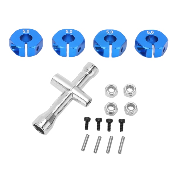 4 stk 12 mm Hjul Hex Drive Hub Adapter Combiner Coupler med stifter Skruer RC Car Reservedeler for 1/10 RC CarBlue