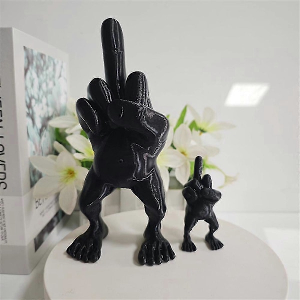 Interessant Særpreget Langfingerstatue, Hjemmeinnredning Fingerfigur Med Ben, Morsom Langfinger Skrivebordspynt -JRSZ Liten Svart