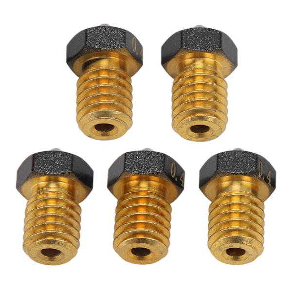 5 st 3D-skrivarmunstycke 0,4 mm mässing PTFE-beläggning extruder varm ände munstycke för 1,75 mm filament 3D-skrivarmunstycke