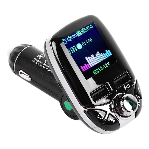 Bil MP3-spiller med hurtiglading, fargeskjerm, innebygd Bluetooth-mottaker, bil Bluetooth FM-sender med 2 USB-porter