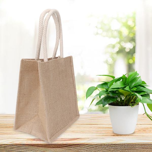 Moderne bærbare jute indkøbsposer med stor kapacitet - Retro håndtaske (L)