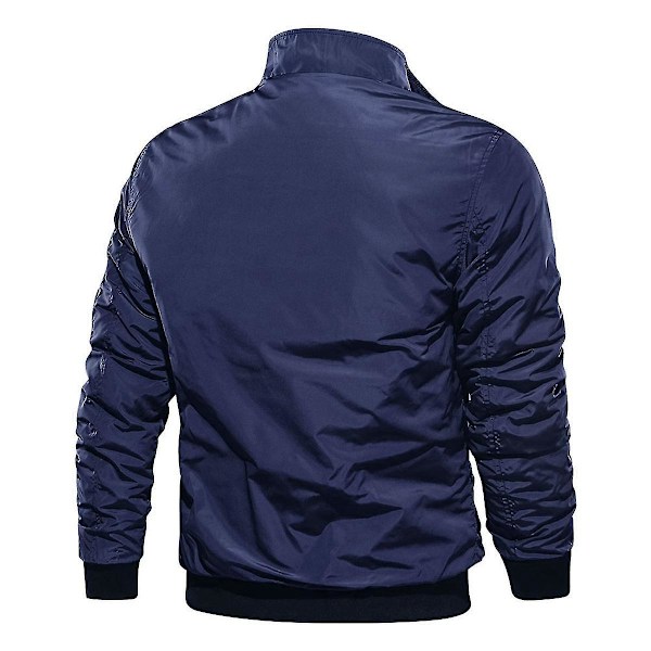 Solid Blå Tjock Varm Herr Casual Bomberjacka - Storlek 3XL