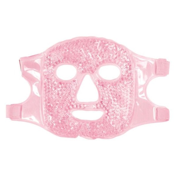 Kølende Gel Øjenmaske til Opsvulmede Øjne og Mørke Rander - Fuld Ansigts Kold Terapi Kompres (Pink)