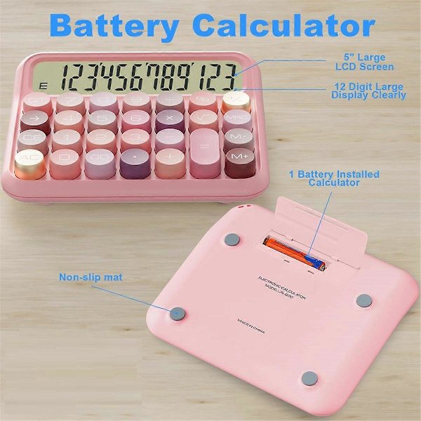 Mekanisk kalkulator 12 siffer med 5-tommers LCD-skjerm, store knapper